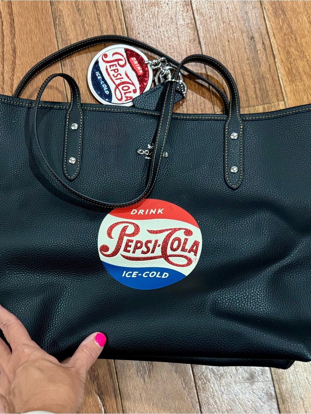 Pepsi-Cola COACH Black Tote Bag with Logo Charm